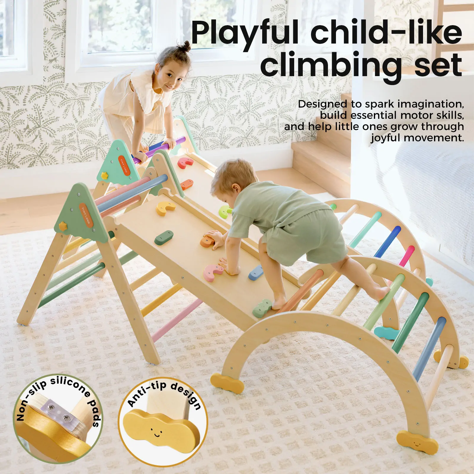 Tiny Land® 7-in-1 Morandi Pikler Triangle Set - Image 4