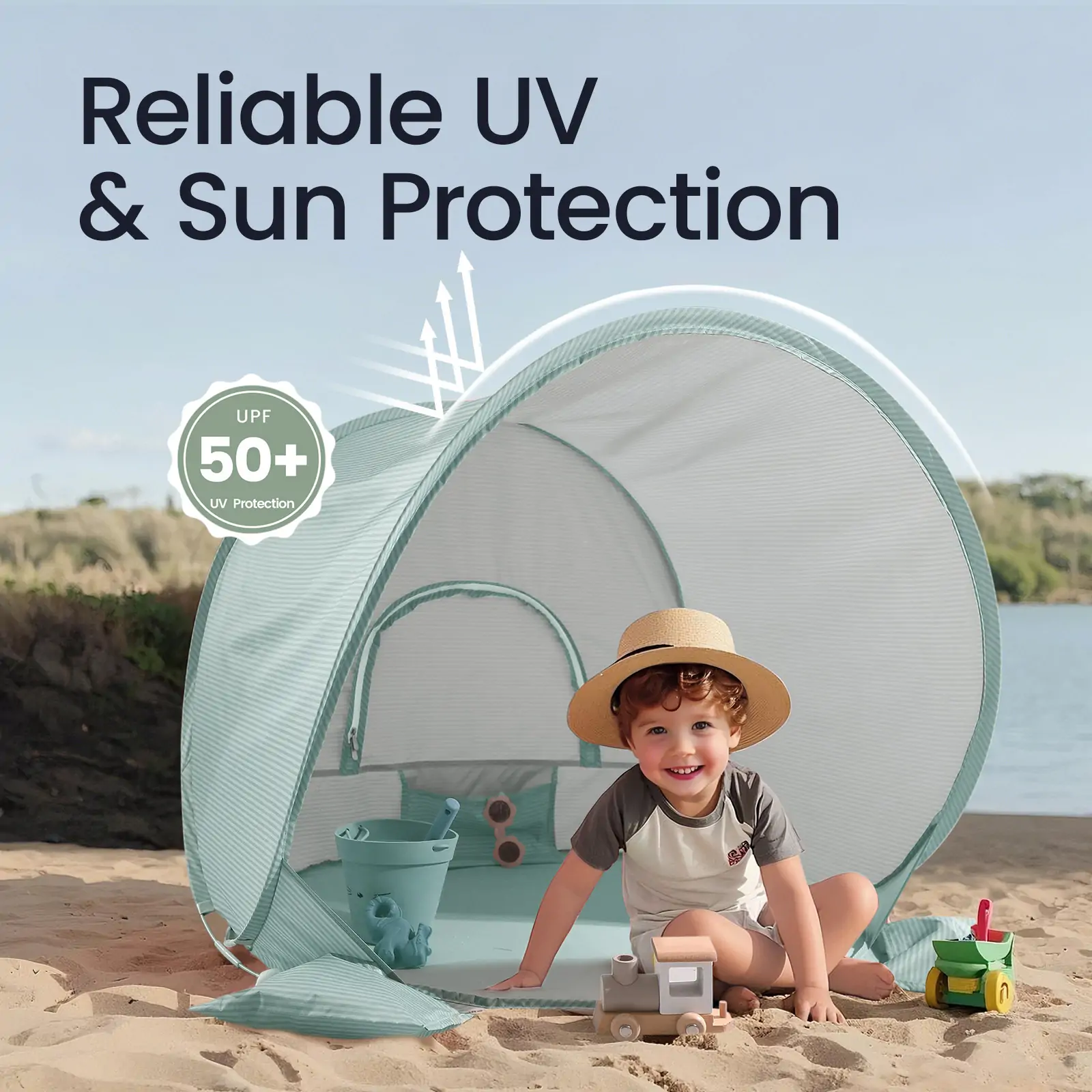 Tiny Land® Baby Beach Tent – Sea Blue Play Tent for Outdoor Fun - Image 2