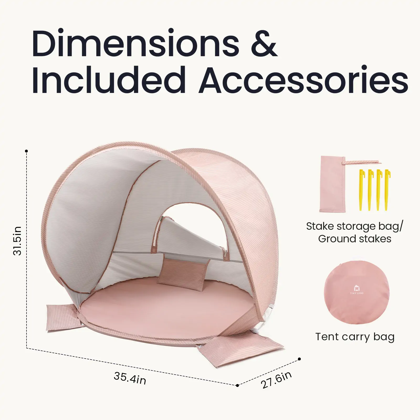 Tiny Land® Baby Beach Tent – Blush Pink Play Tent for Outdoor Fun - Image 6