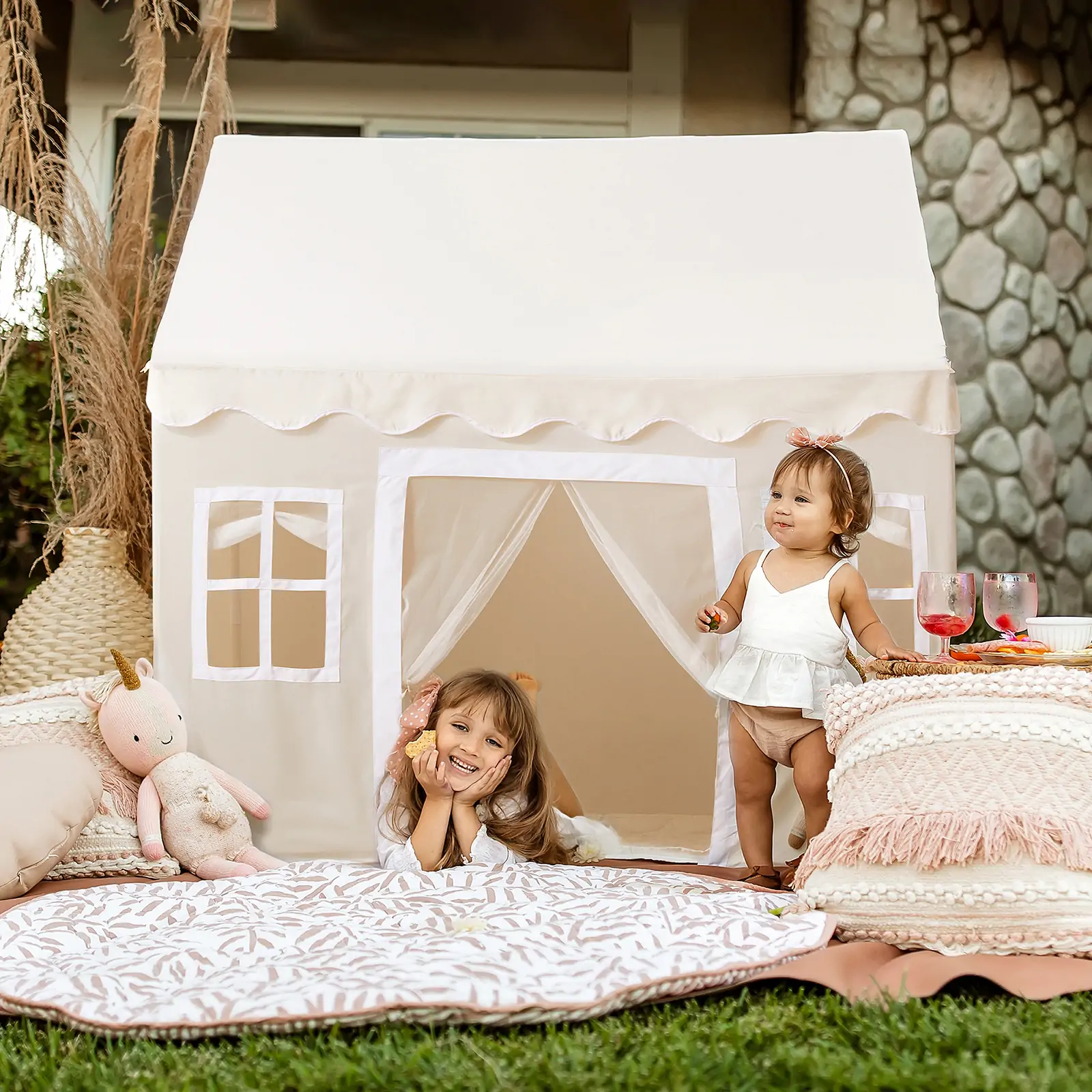 Tiny Land® Playhouse Tent – Natural Cream Indoor Tent for Kids - Image 4