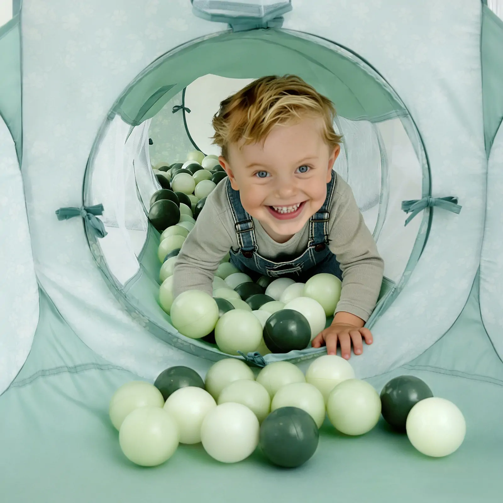 Tiny Land® Compact Adventure 3-in-1 Play Tunnel With no Balls - Green - Image 7