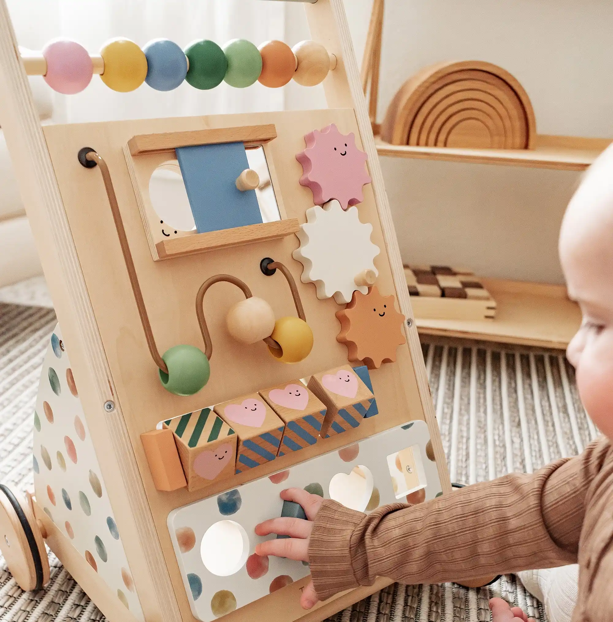 Tiny Land® Versatile Natural Wooden Baby Walker - Image 4