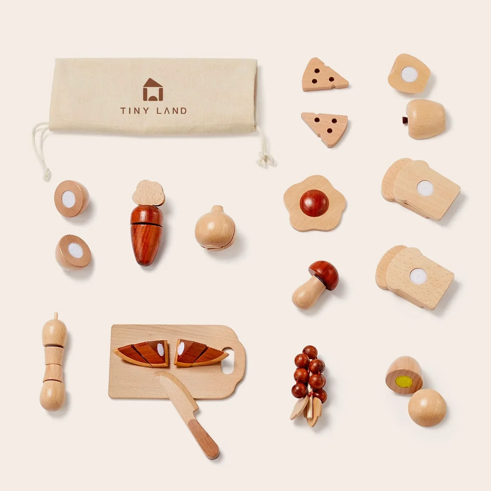 Tiny Land® Play Kitchen Accessories – Play Food for Play Kitchen: Wooden Cut and Play Food Toys - Image 3