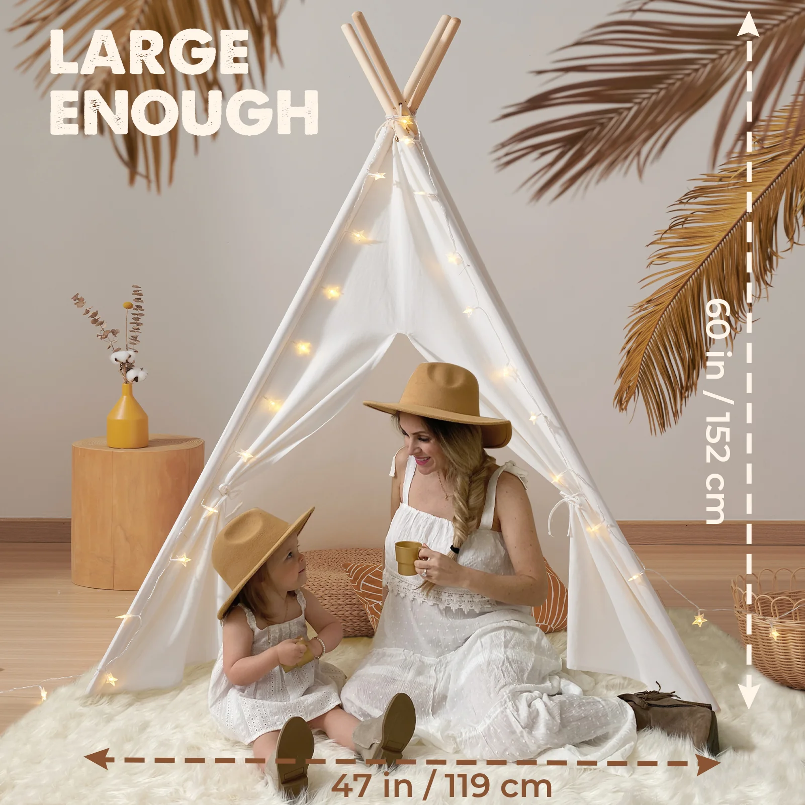 Tiny Land® Teepee Tent for Kids with Mat – Indoor Play Tent with Floor Mat - Image 5
