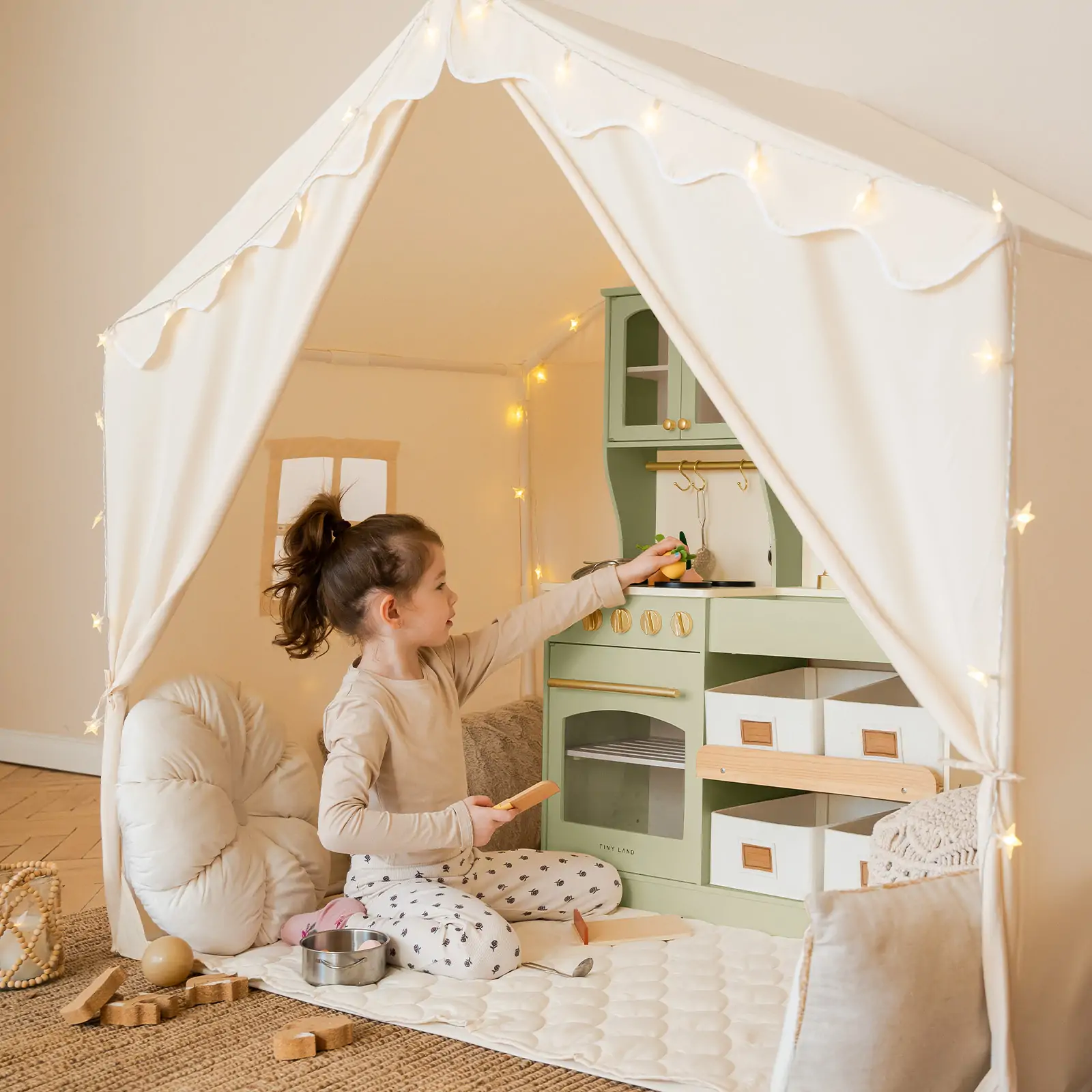 Tiny Land® Kids Tent – Large Cozy Tent with Star Lights - Image 4