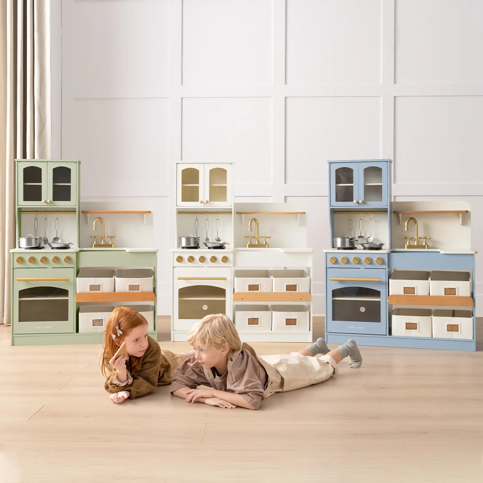 Tiny Land® Pretend Play Kitchen for Toddlers - Serenity Wooden Kitchen – Green - Image 9
