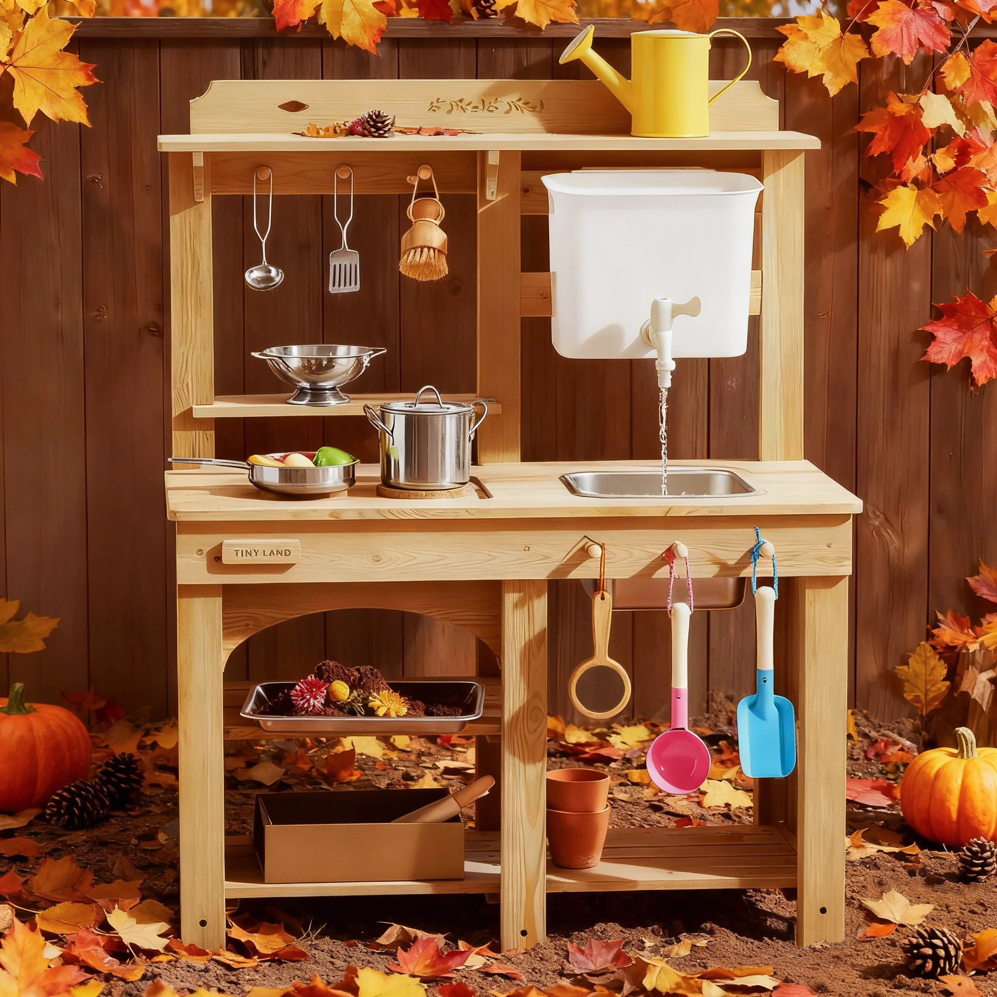 Tiny Land® Mud Kitchen - DuoPlay Outdoor Play Kitchen for Kids - Image 13