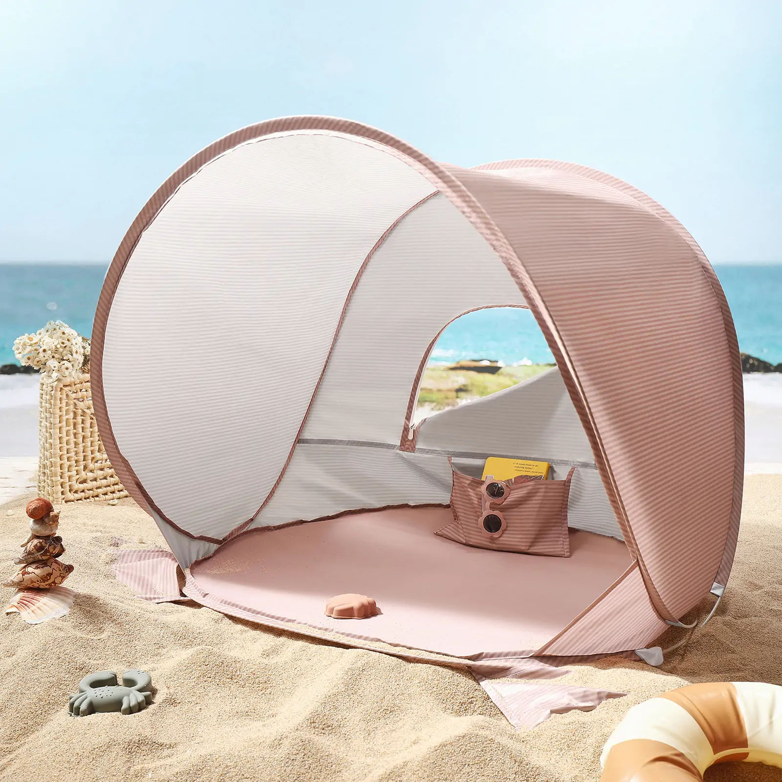 Tiny Land® One-Stop Beach Toy & Tent Set – Blush Pink - Image 18