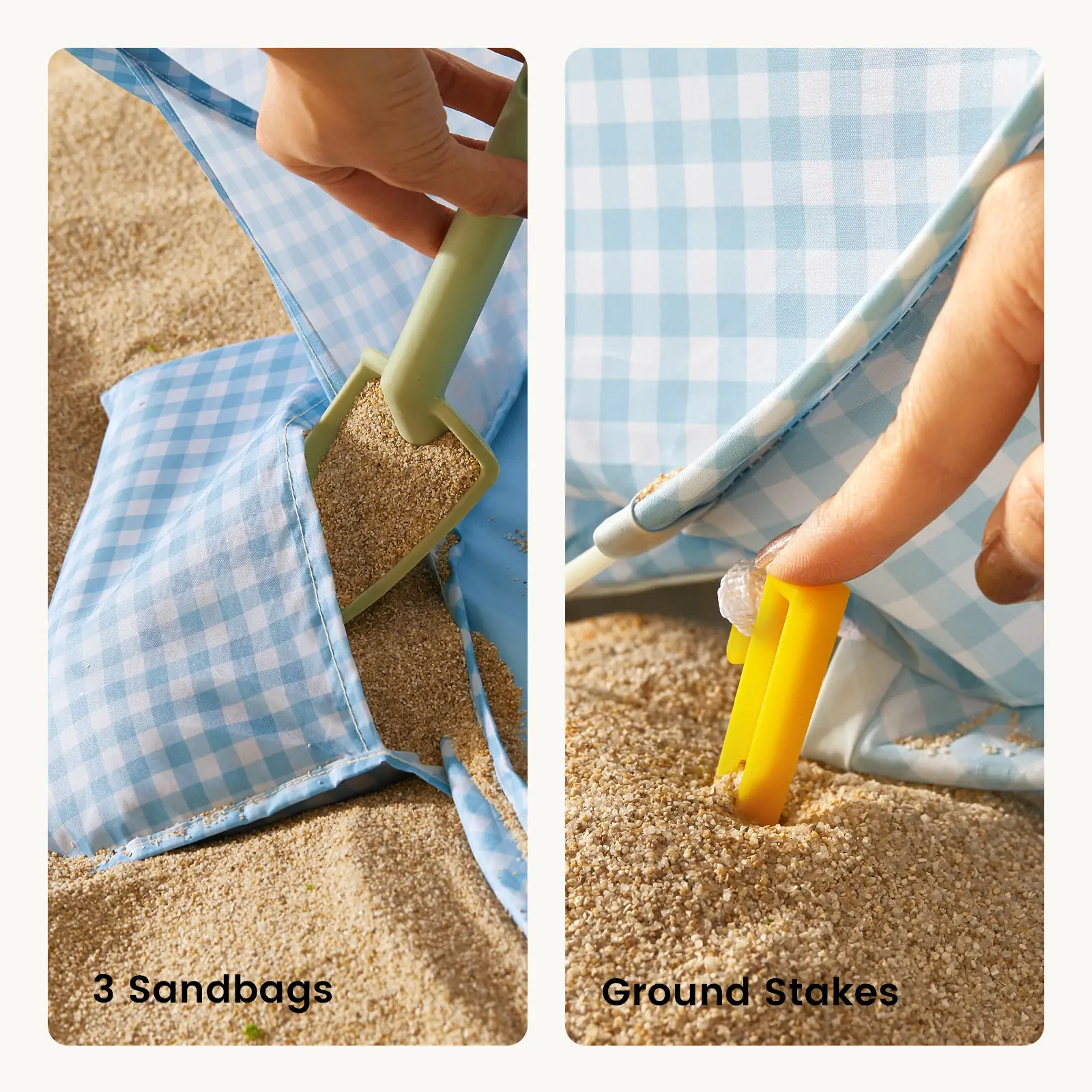 Tiny Land® One-Stop Beach Toy & Tent Set – Light Blue Gingham - Image 3