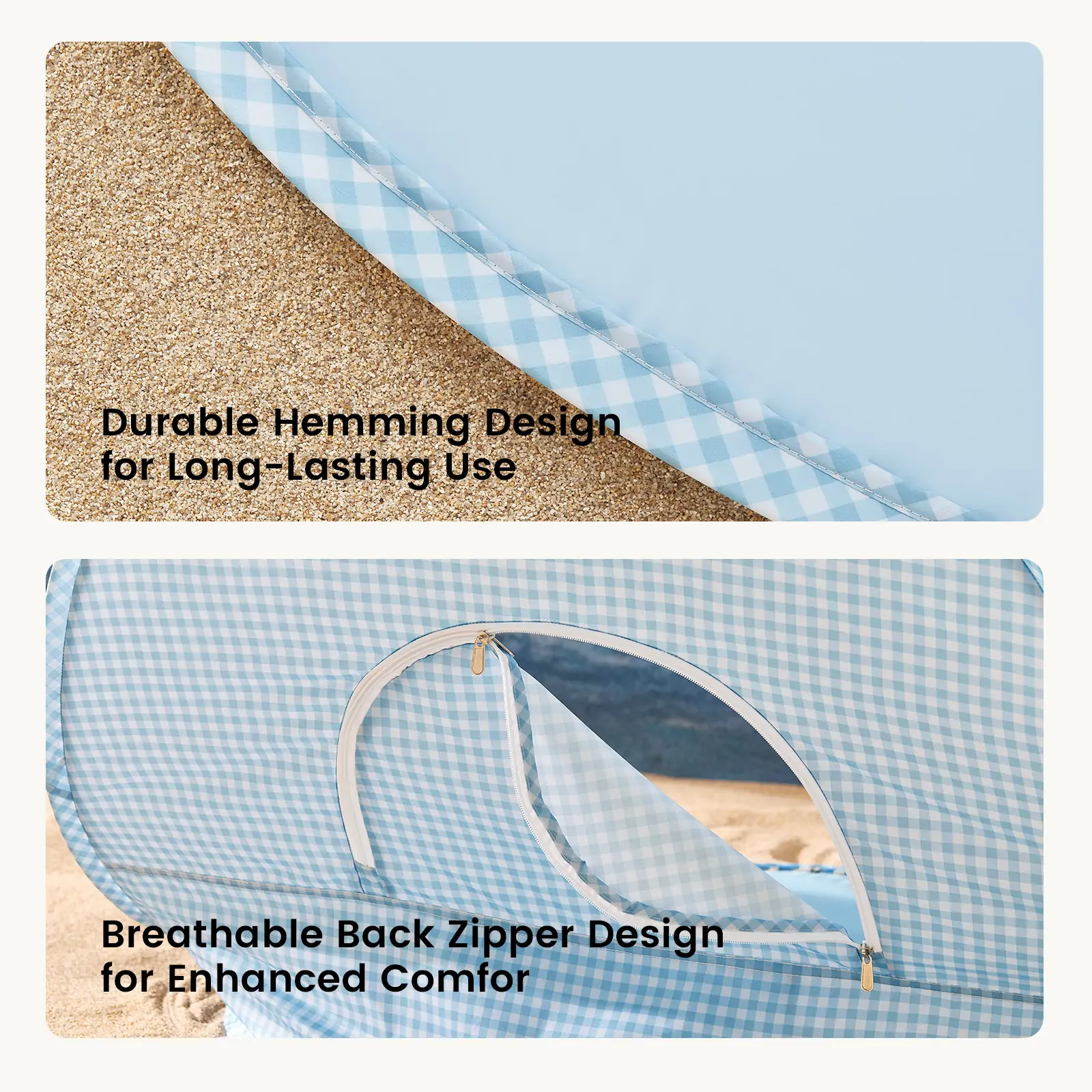 Tiny Land® One-Stop Beach Toy & Tent Set – Light Blue Gingham - Image 4