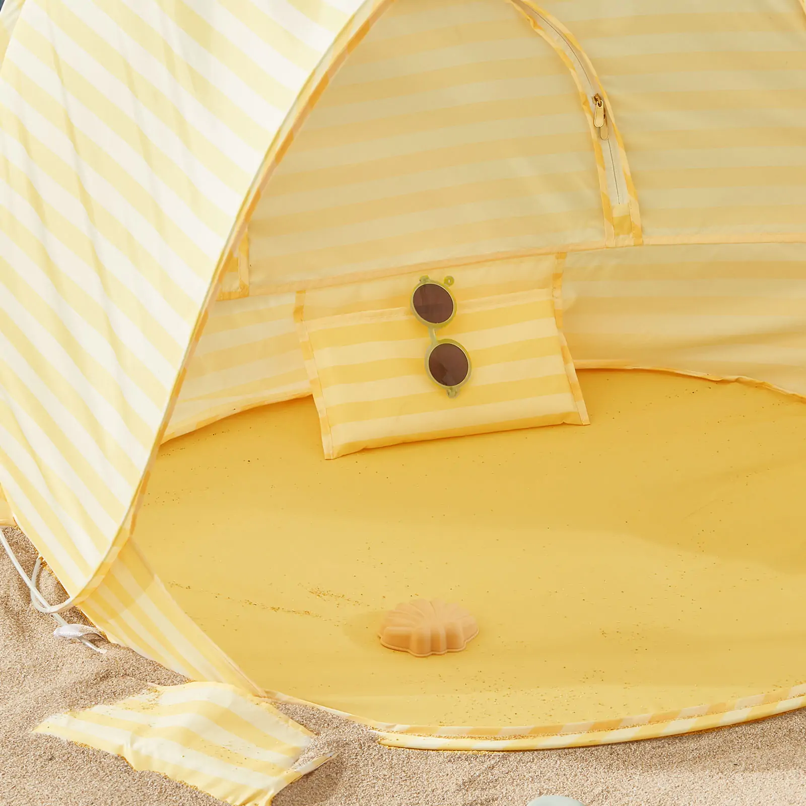 Tiny Land® One-Stop Beach Toy & Tent Set – Pastel Yellow Stripes - Image 16