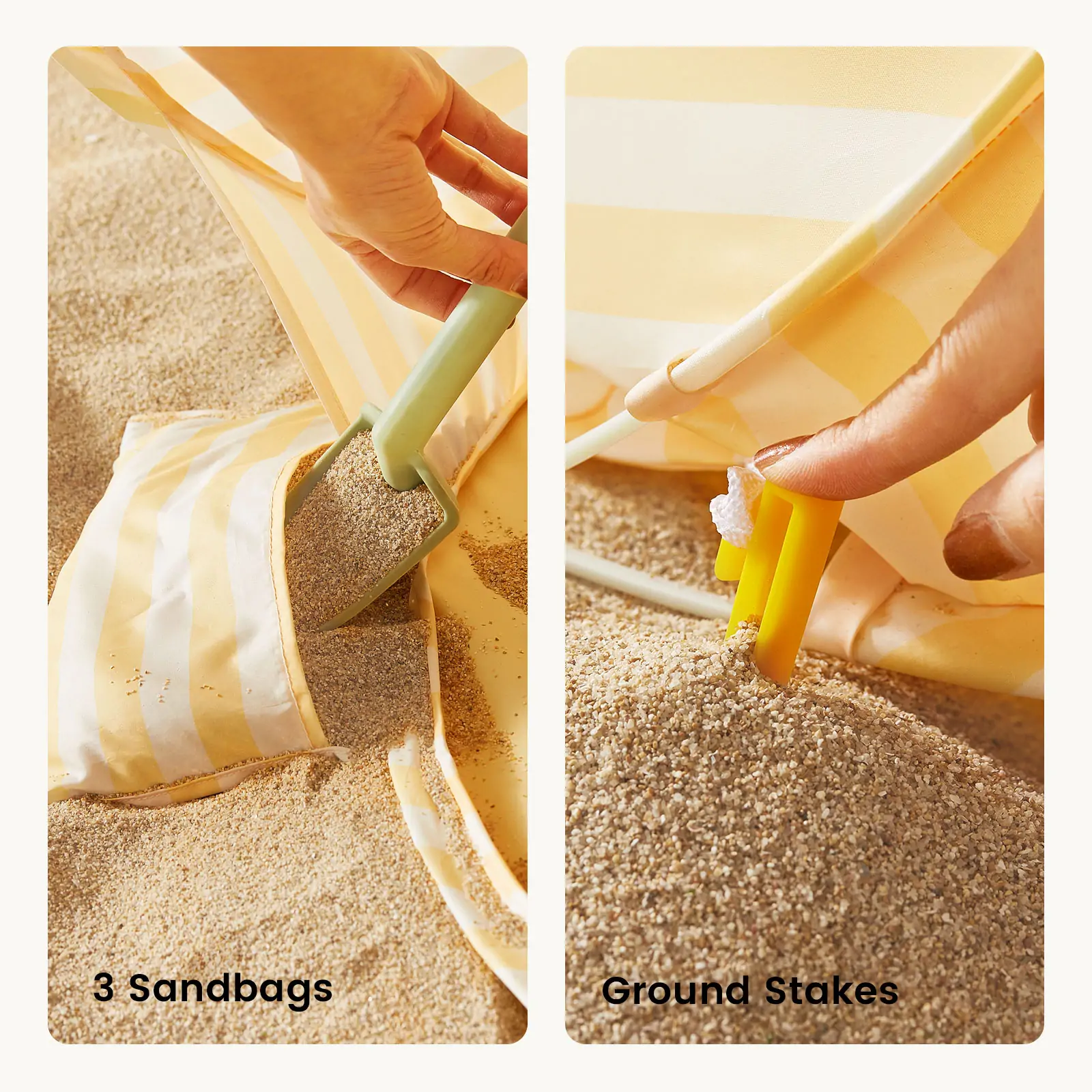 Tiny Land® One-Stop Beach Toy & Tent Set – Pastel Yellow Stripes - Image 3