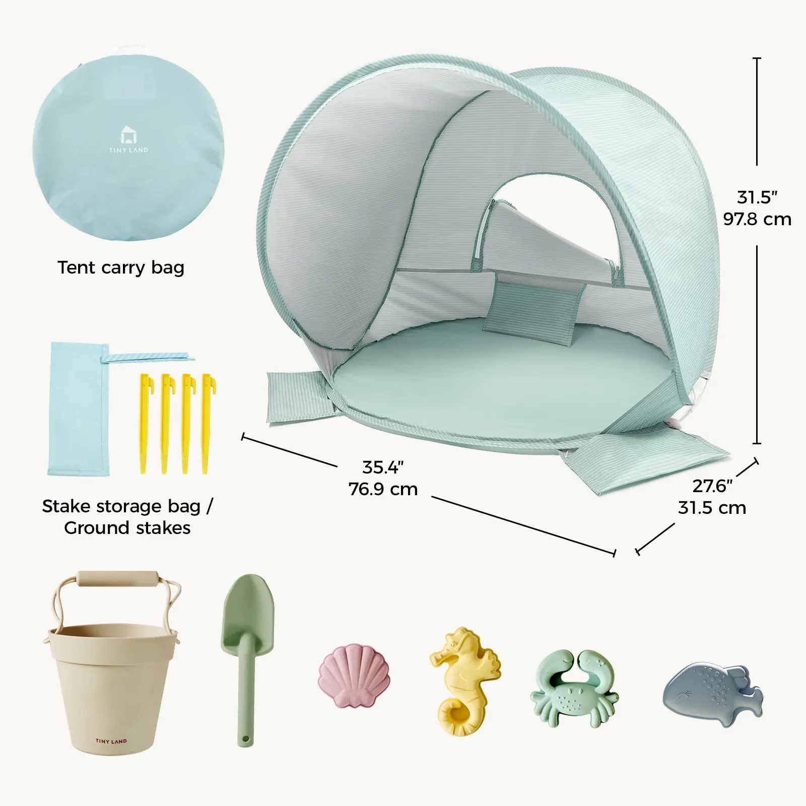 Tiny Land® One-Stop Beach Toy & Tent Set – Sea Blue - Image 9