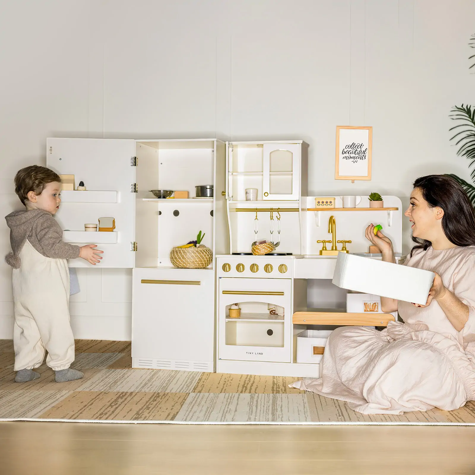 Tiny Land® Play Kitchen Accessories – Play Kitchen Fridge: Wooden Cabinet Refrigerator for Kids - Image 9
