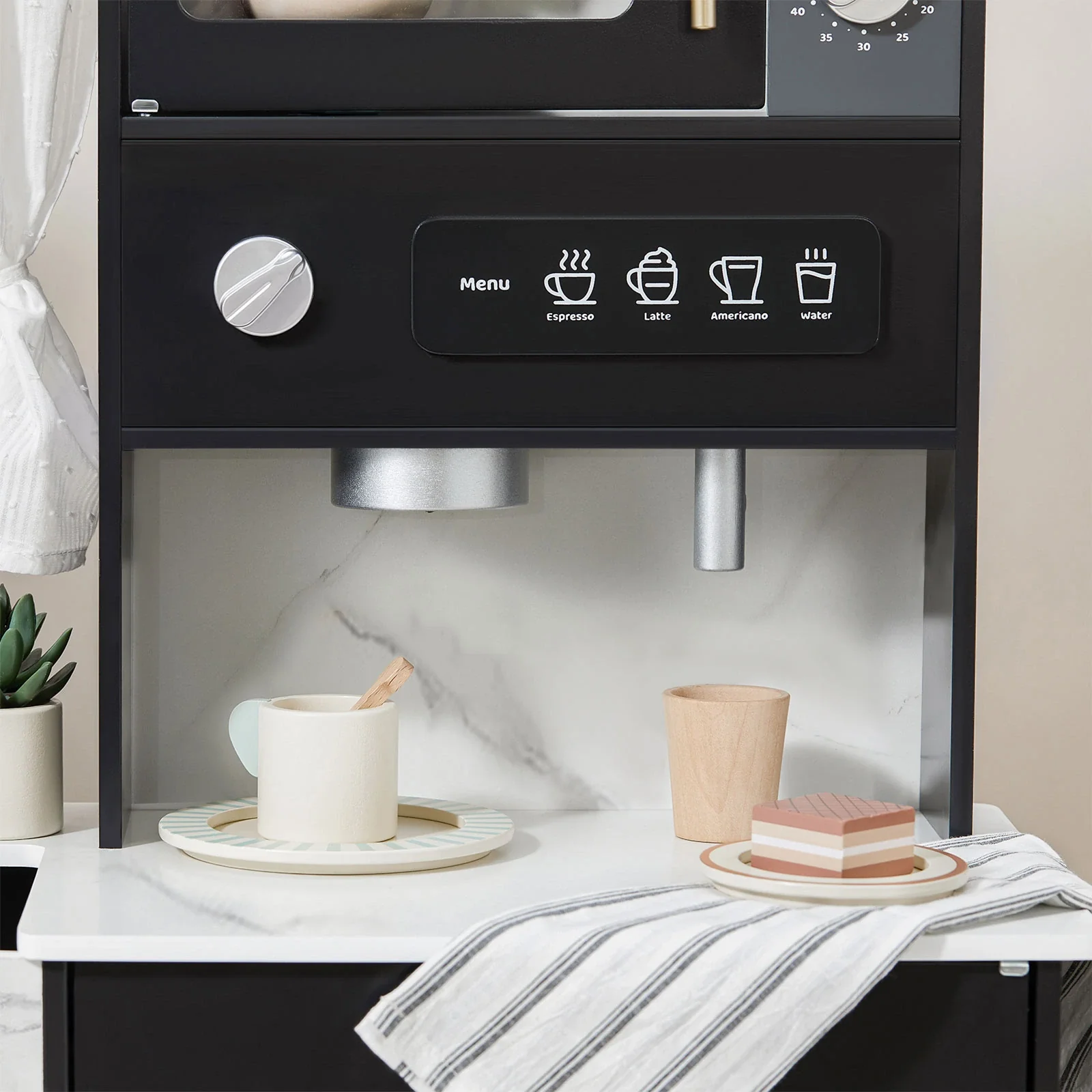 Tiny Land® Iconic Wooden Play Kitchen – Black Pretend Cooking Set for Kids - Image 3