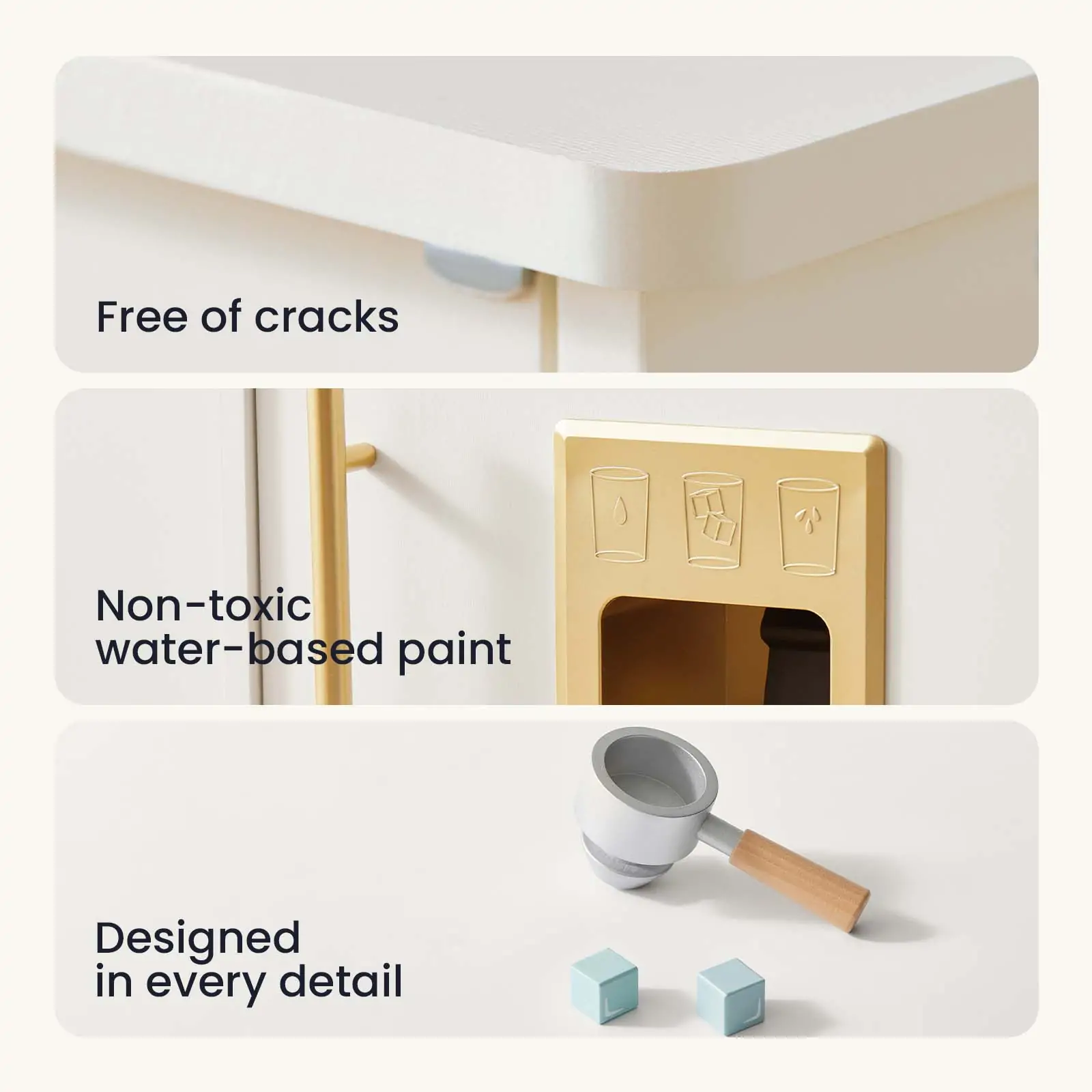 Tiny Land® Play Kitchen with Running Water - Iconic Aqua Kitchen in Cream - Image 10