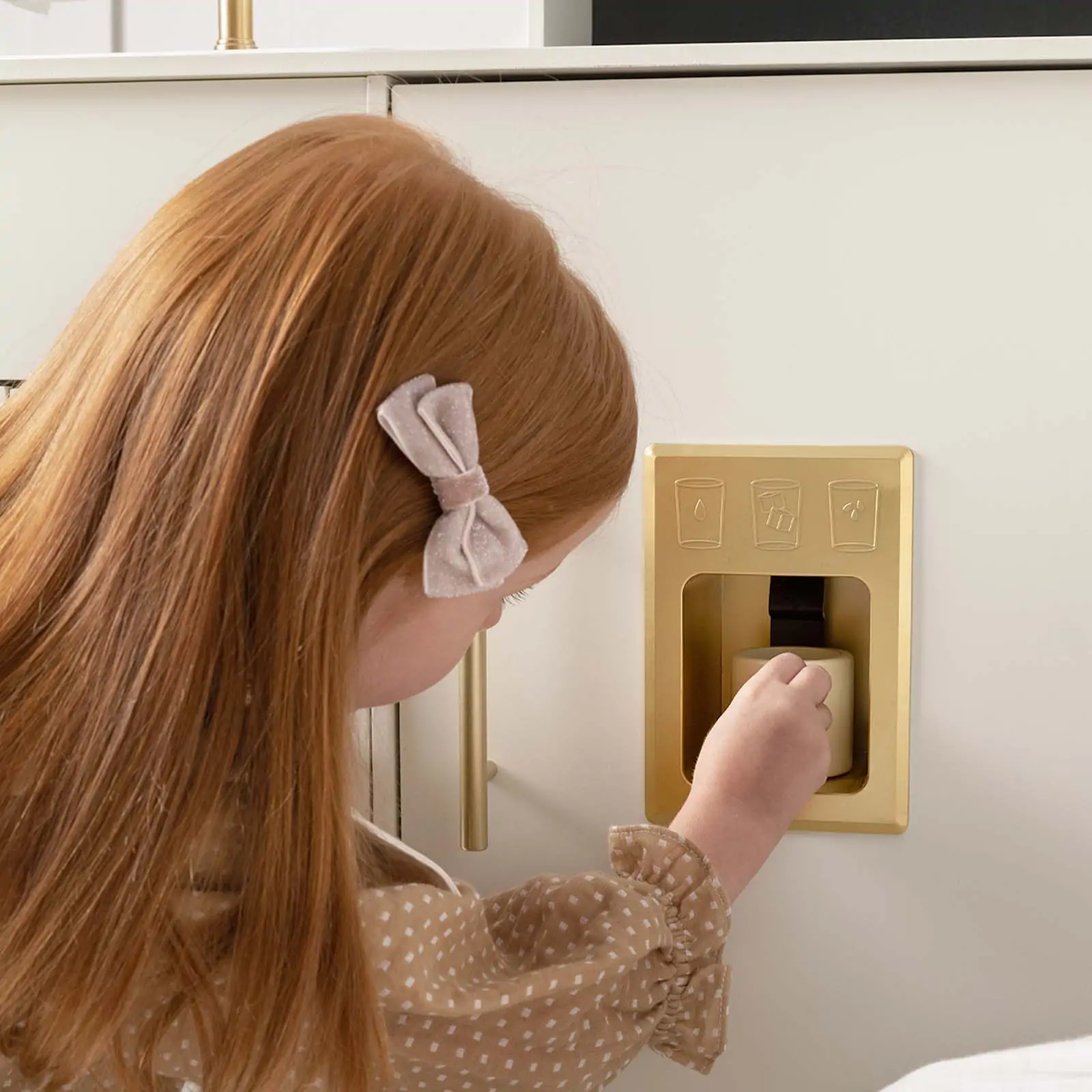 Tiny Land® Play Kitchen with Running Water - Iconic Aqua Kitchen in Cream - Image 8