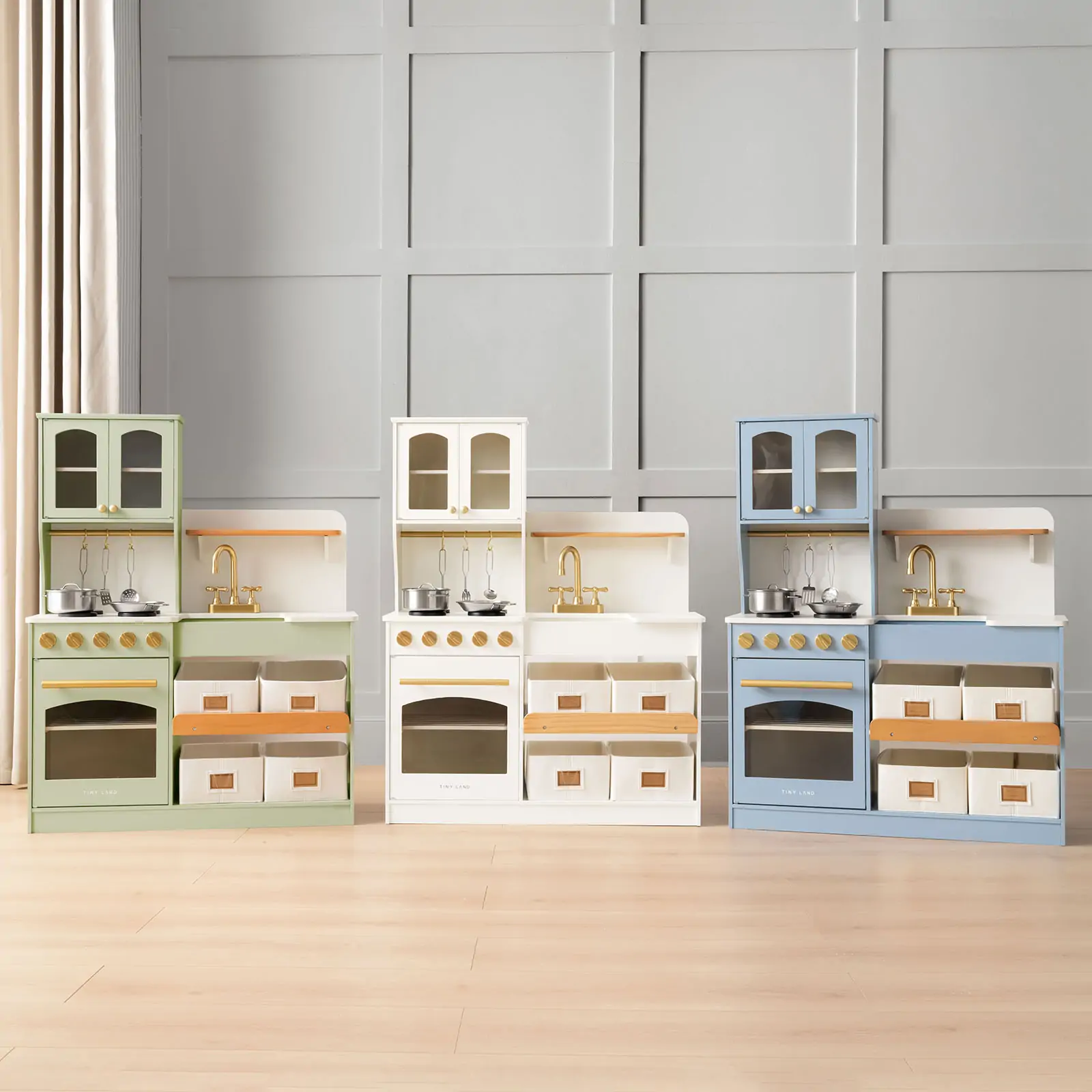 Tiny Land® Pretend Play Kitchen for Kids - Serenity Wooden Kitchen – Blue - Image 9