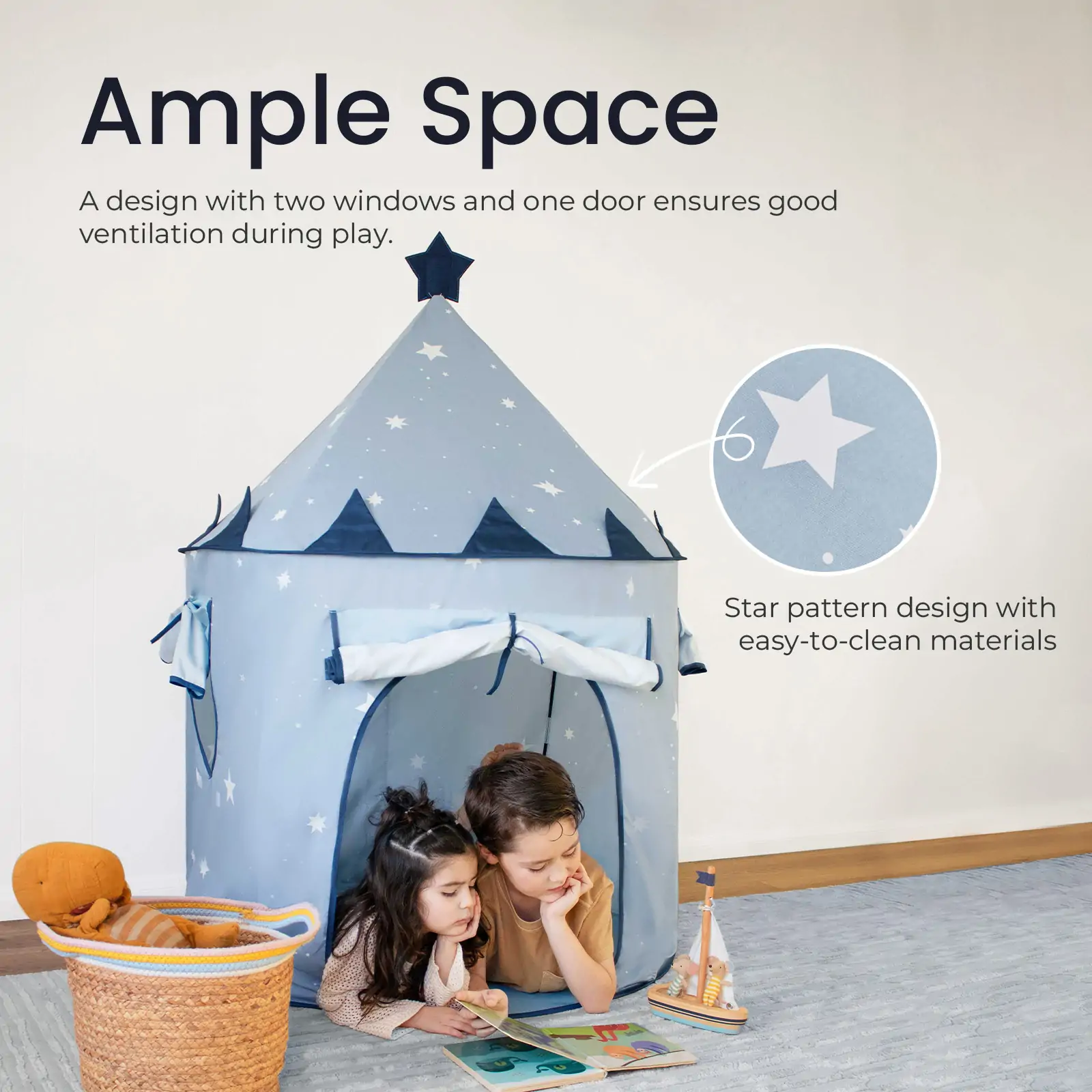 Tiny Land® Kids Tent – Starry Blue Indoor Tent for Toddlers - Image 4