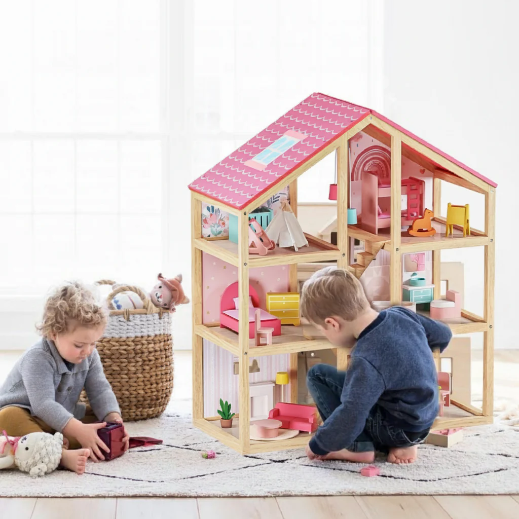 Sweet Dreams Playset โ Pink Dollhouse + Pink-White Playhouse - Image 3