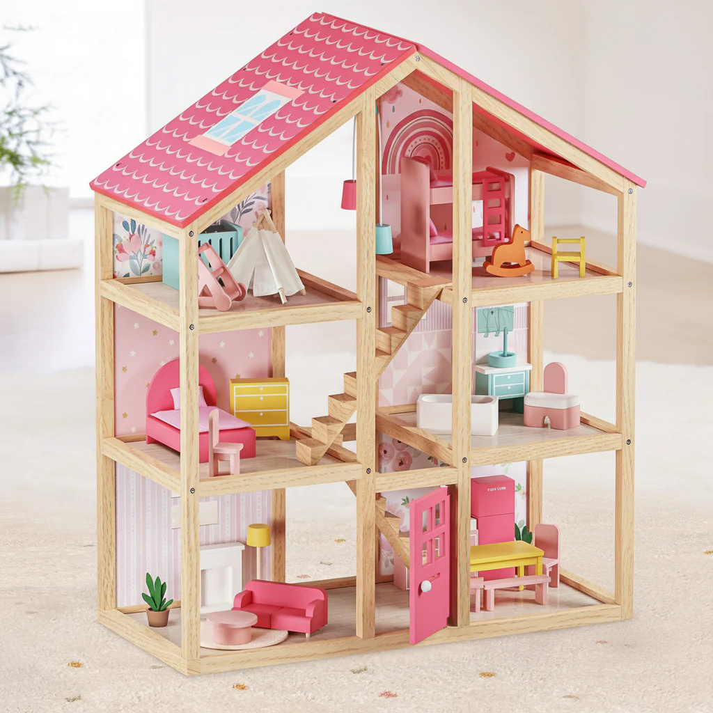 Sweet Dreams Playset โ Pink Dollhouse + Pink-White Playhouse - Image 4