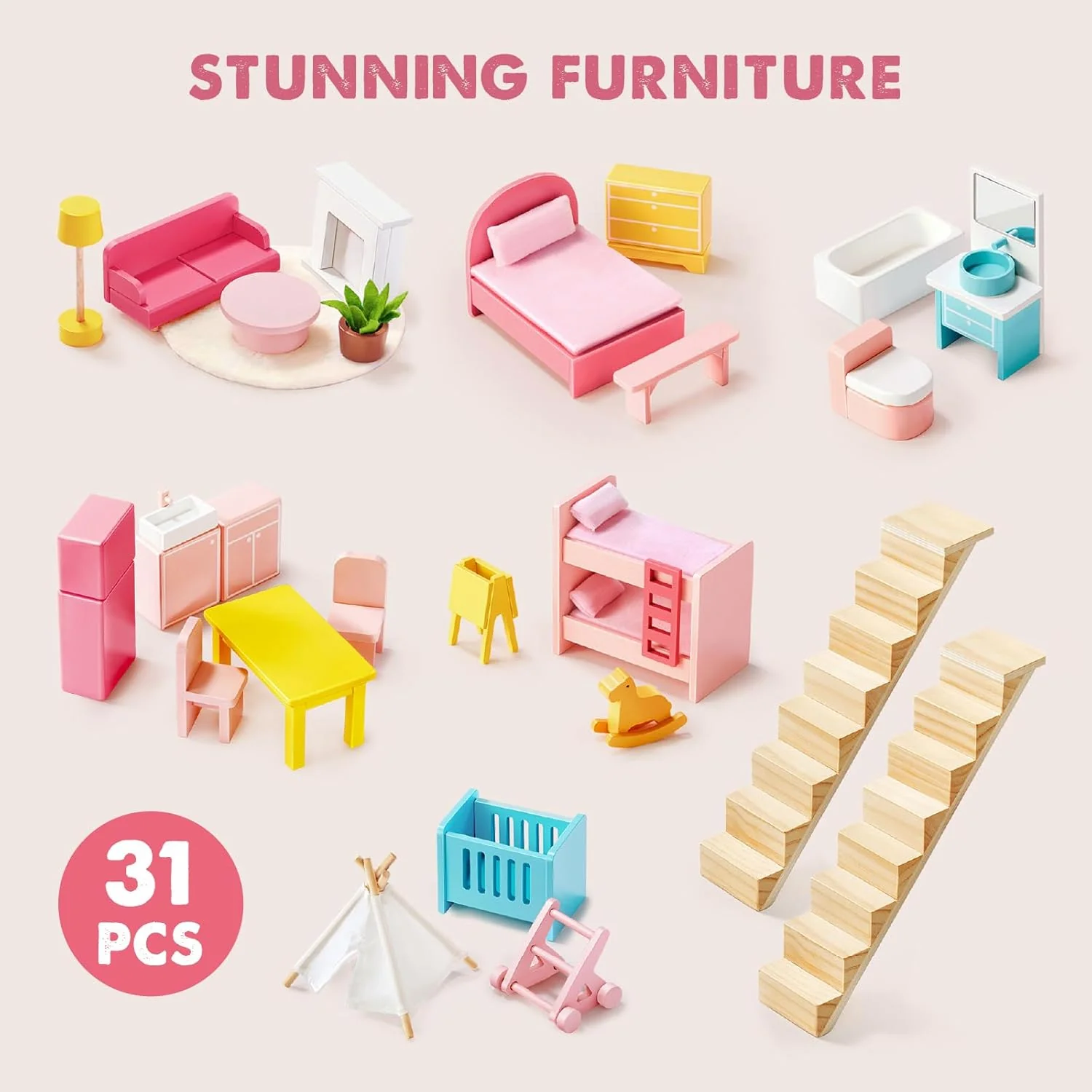 Tiny Land® Sweetwood Love Dollhouse without Dolls - Image 6