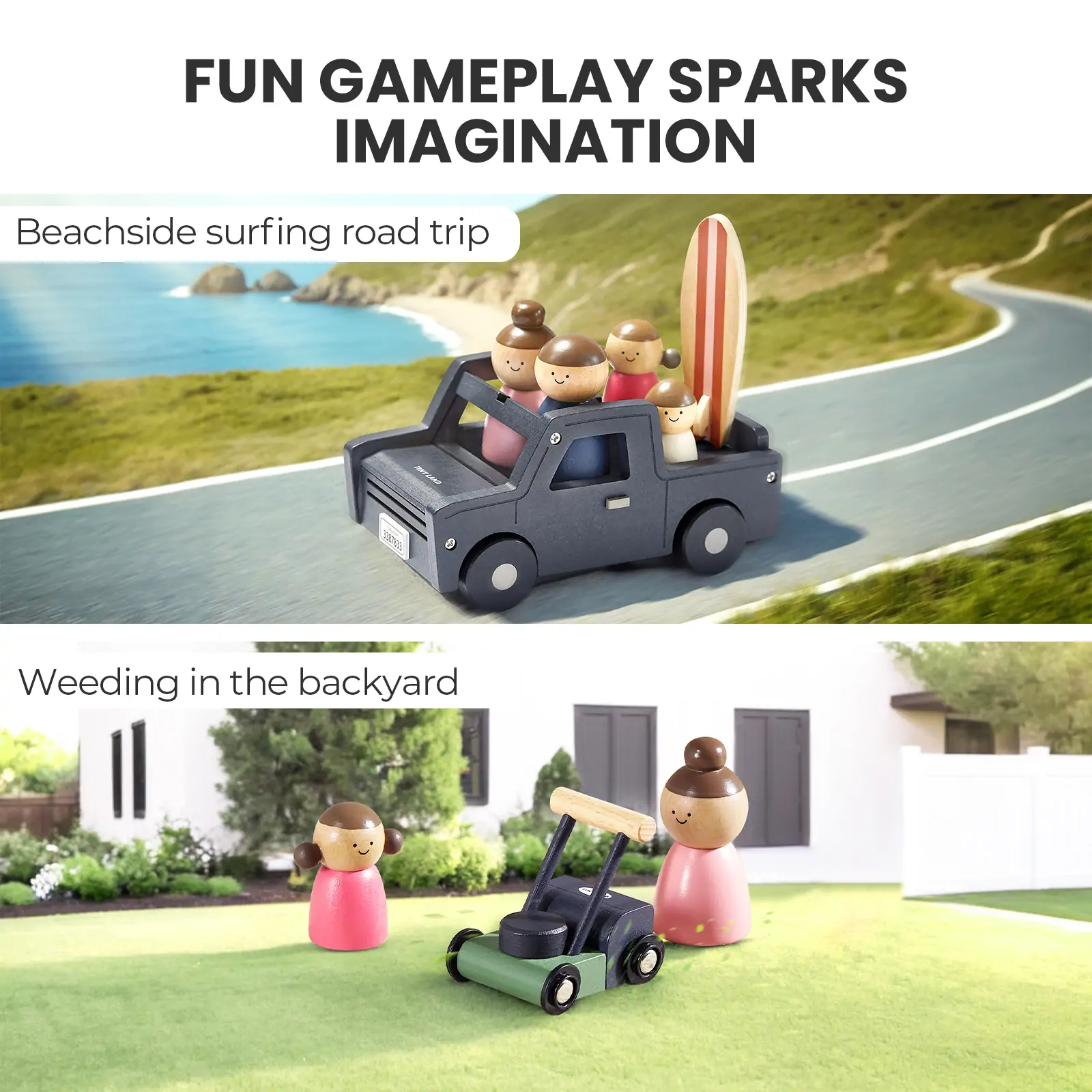 Sweet Family Gift Set: Black Dollhouse & Dollhouse Garage & Extra Dolls Set - Image 9