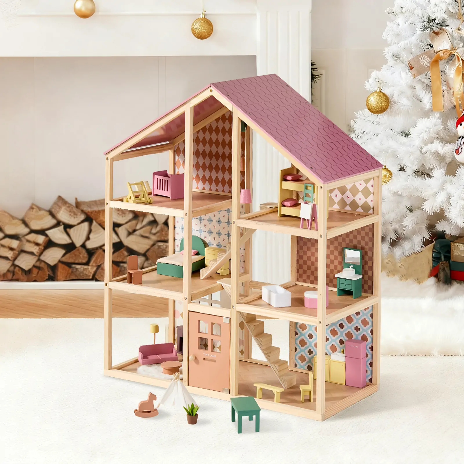 Tiny Land® Sweetwood Pegasus Dollhouse & Wooden Dollhouse Dolls - Image 13
