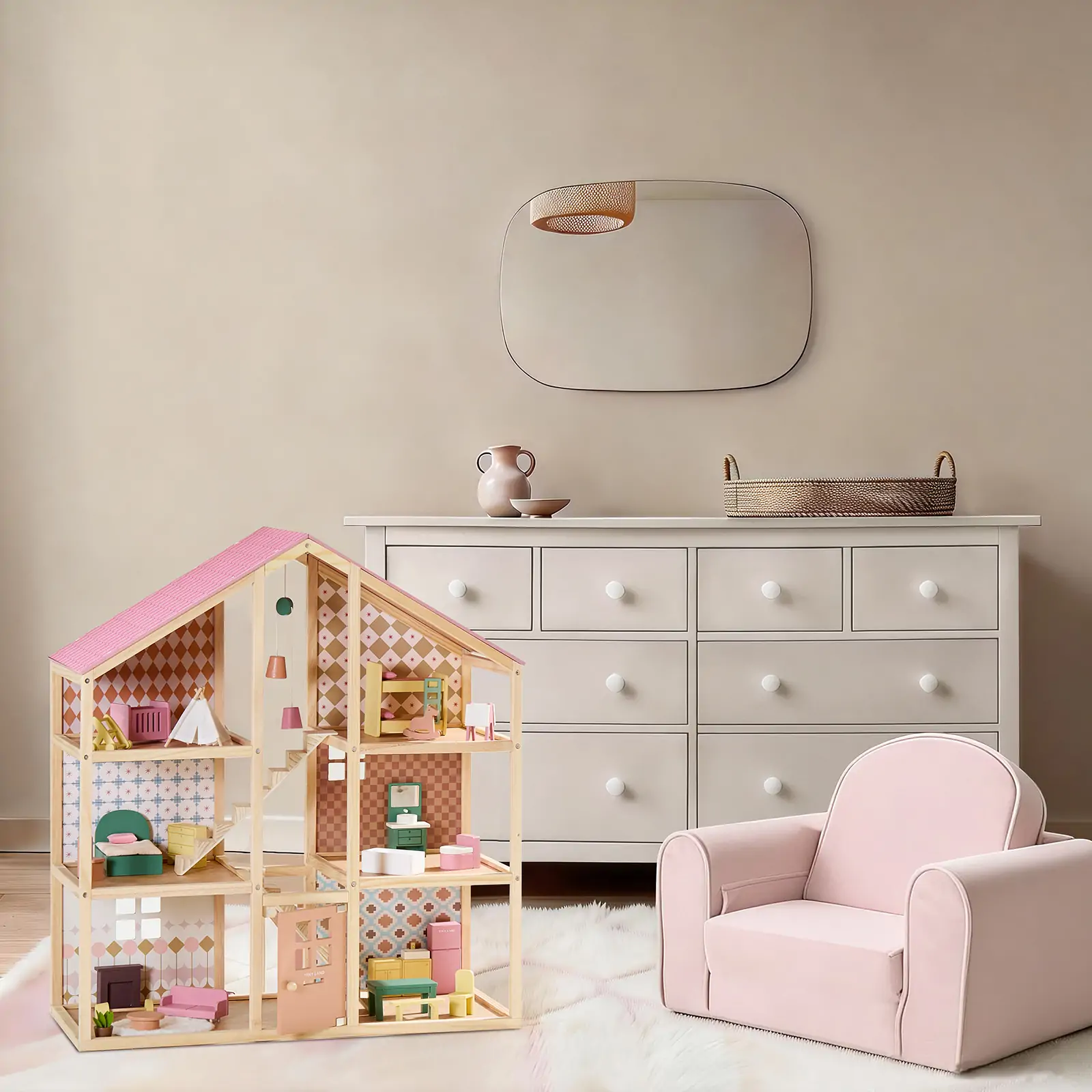 Tiny Land® Sweetwood Pegasus Dollhouse & Wooden Dollhouse Dolls - Image 14