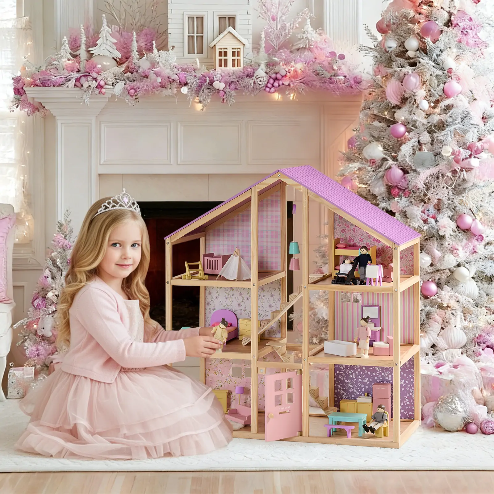 Tiny Land® Sweetwood Unicorn Dollhouse & Wooden Dollhouse Dolls - Image 14