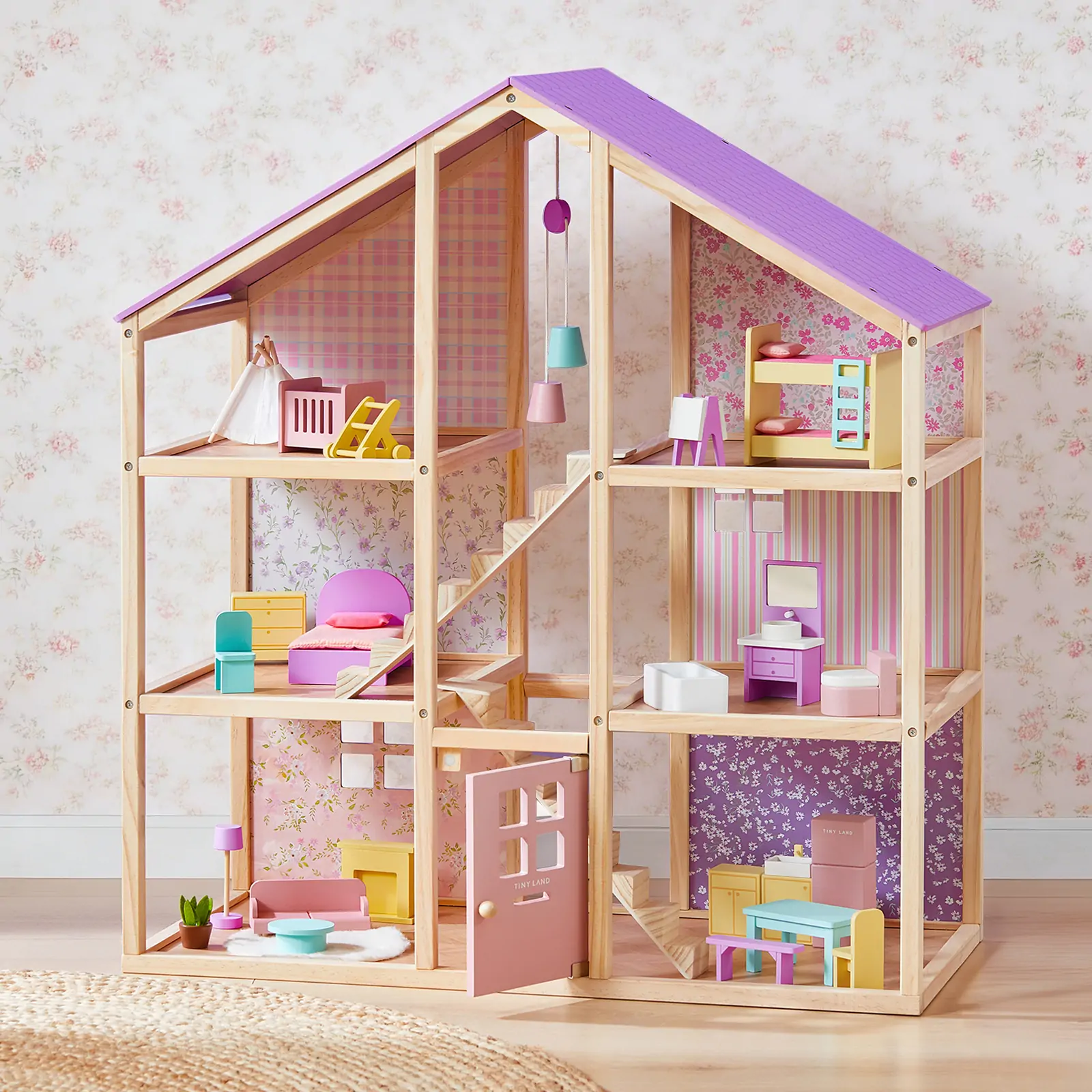 Tiny Land® Sweetwood Unicorn Dollhouse & Wooden Dollhouse Dolls - Image 16