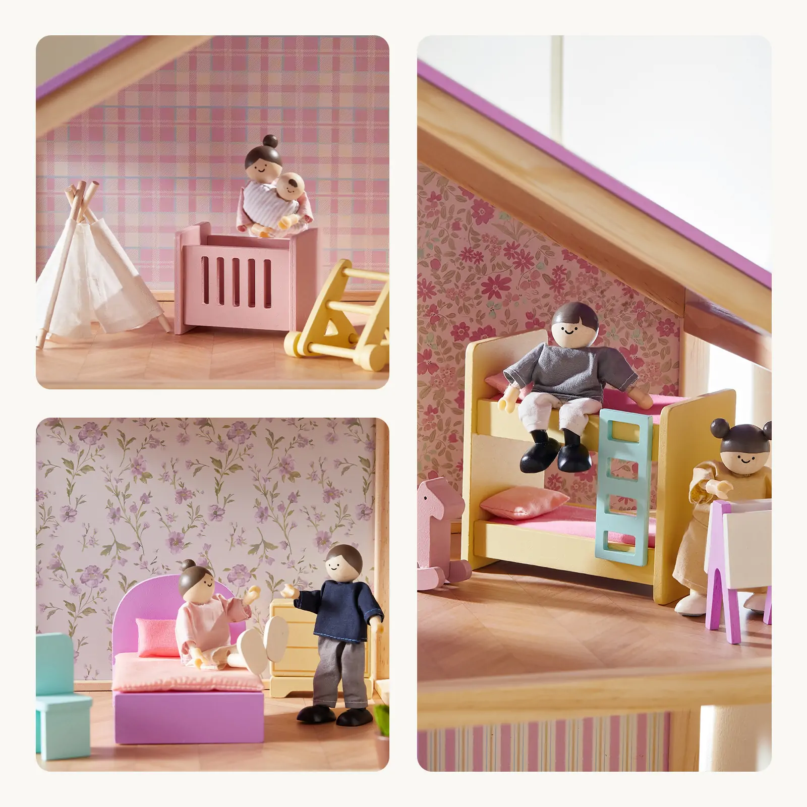 Tiny Land® Sweetwood Unicorn Dollhouse & Wooden Dollhouse Dolls - Image 7