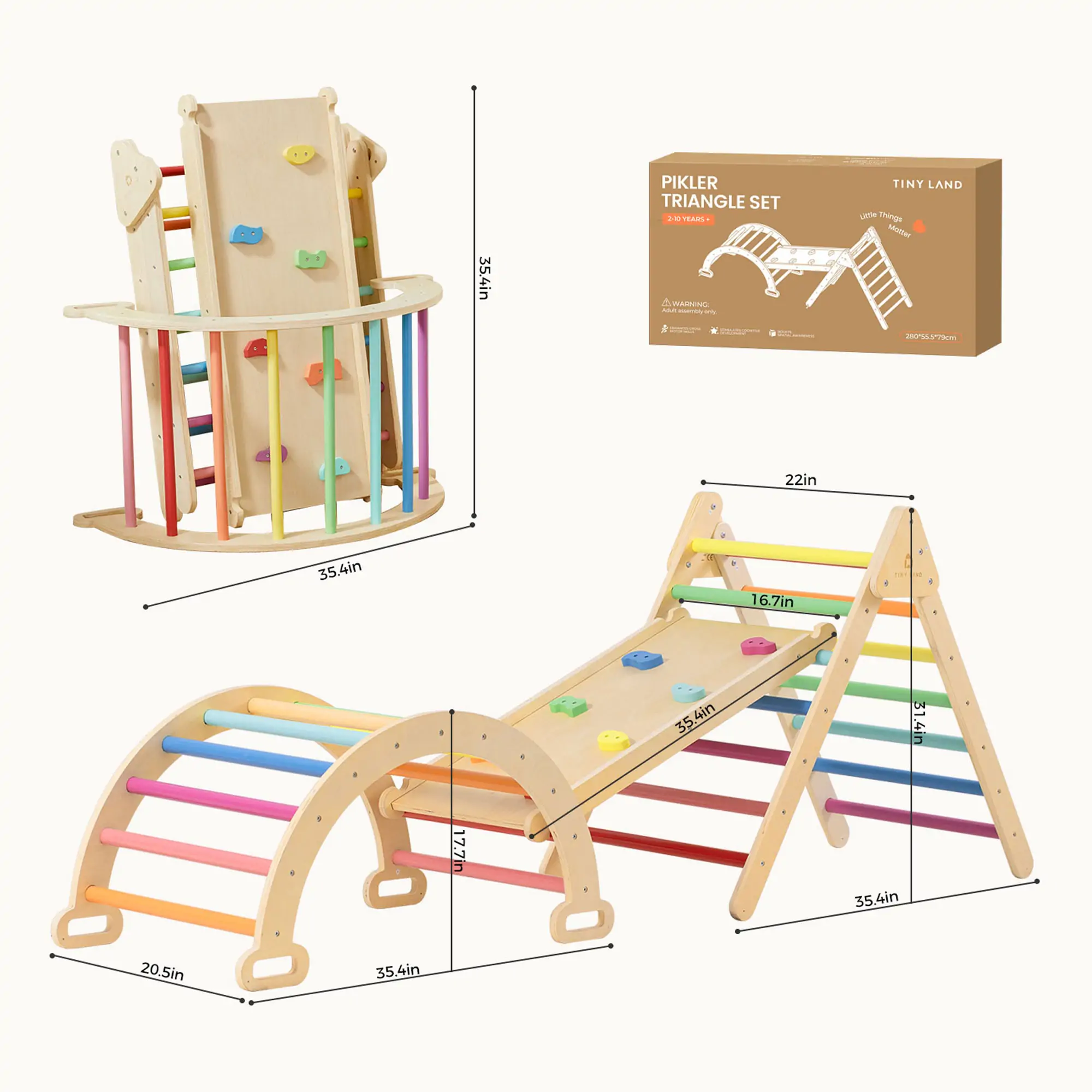 Tiny Land® 7-in-1 Rainbow Climbing Set with Play Pad - Image 11