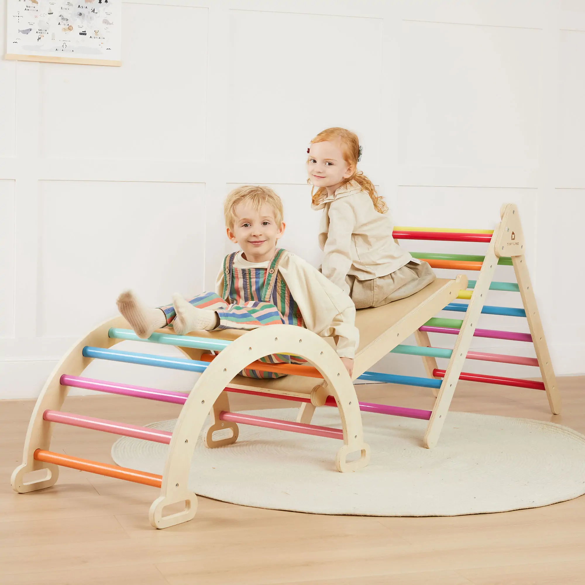 Tiny Land® 7-in-1 Rainbow Climbing Set with Play Pad - Image 12