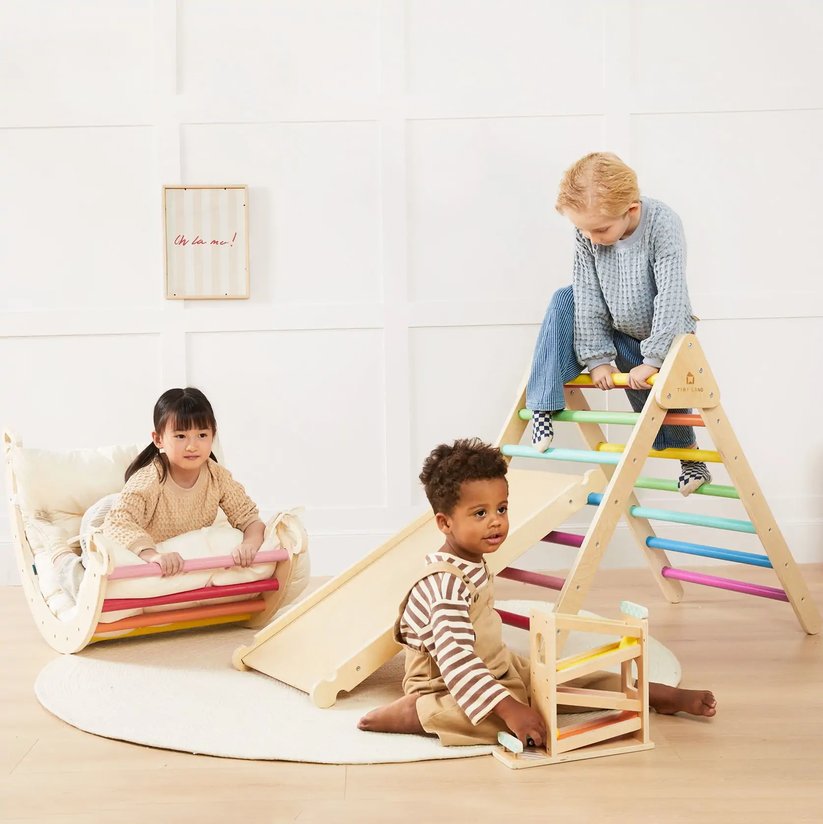 Tiny Land® 7-in-1 Rainbow Climbing Set with Play Pad - Image 4