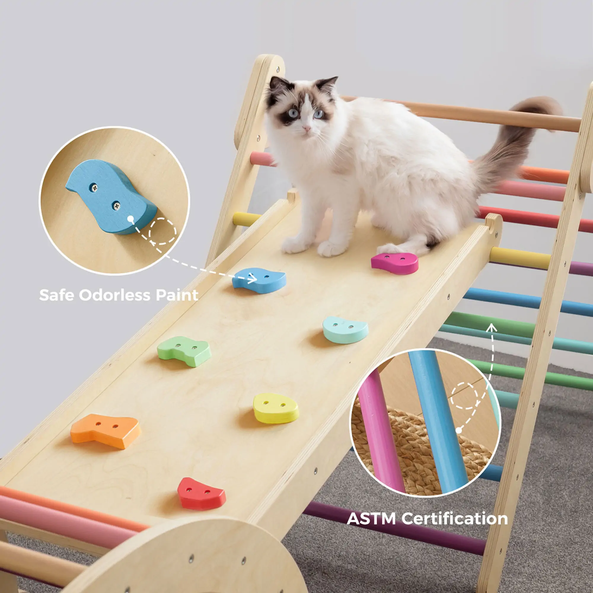 Tiny Land® 7-in-1 Rainbow Climbing Set with Play Pad - Image 7