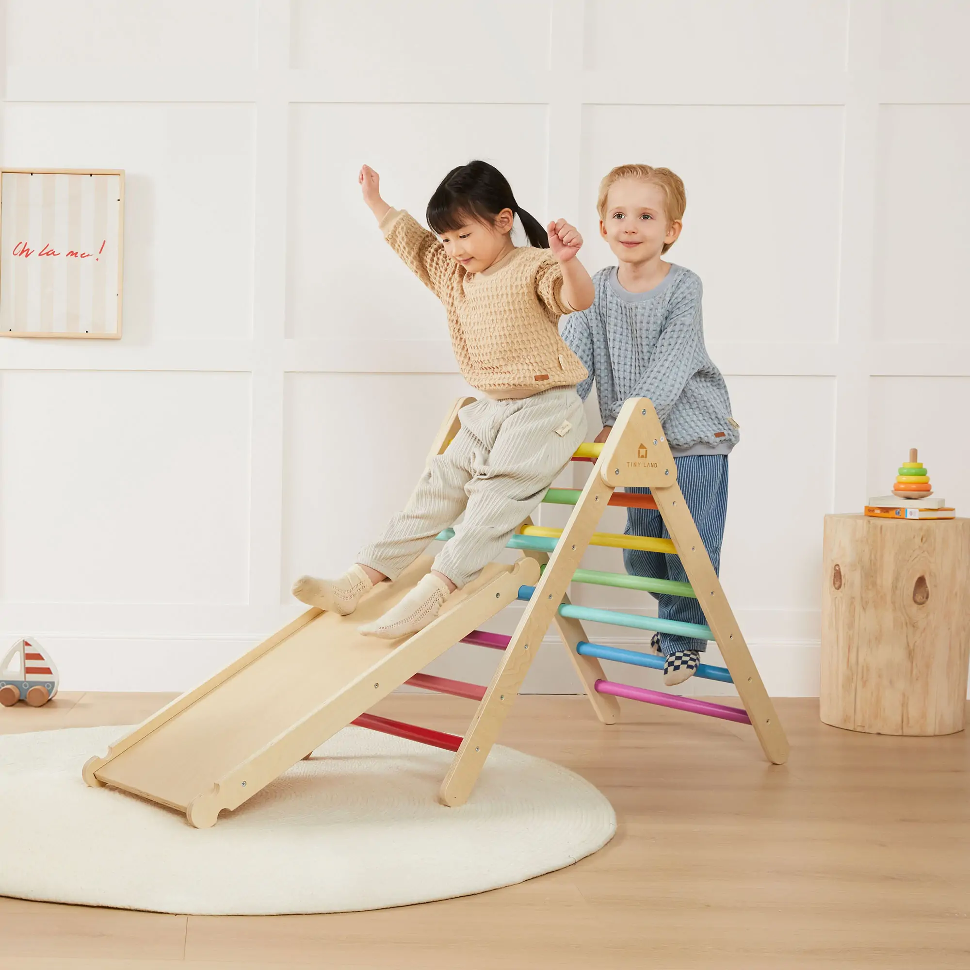 Tiny Land® 7-in-1 Rainbow Climbing Set with Play Pad - Image 8