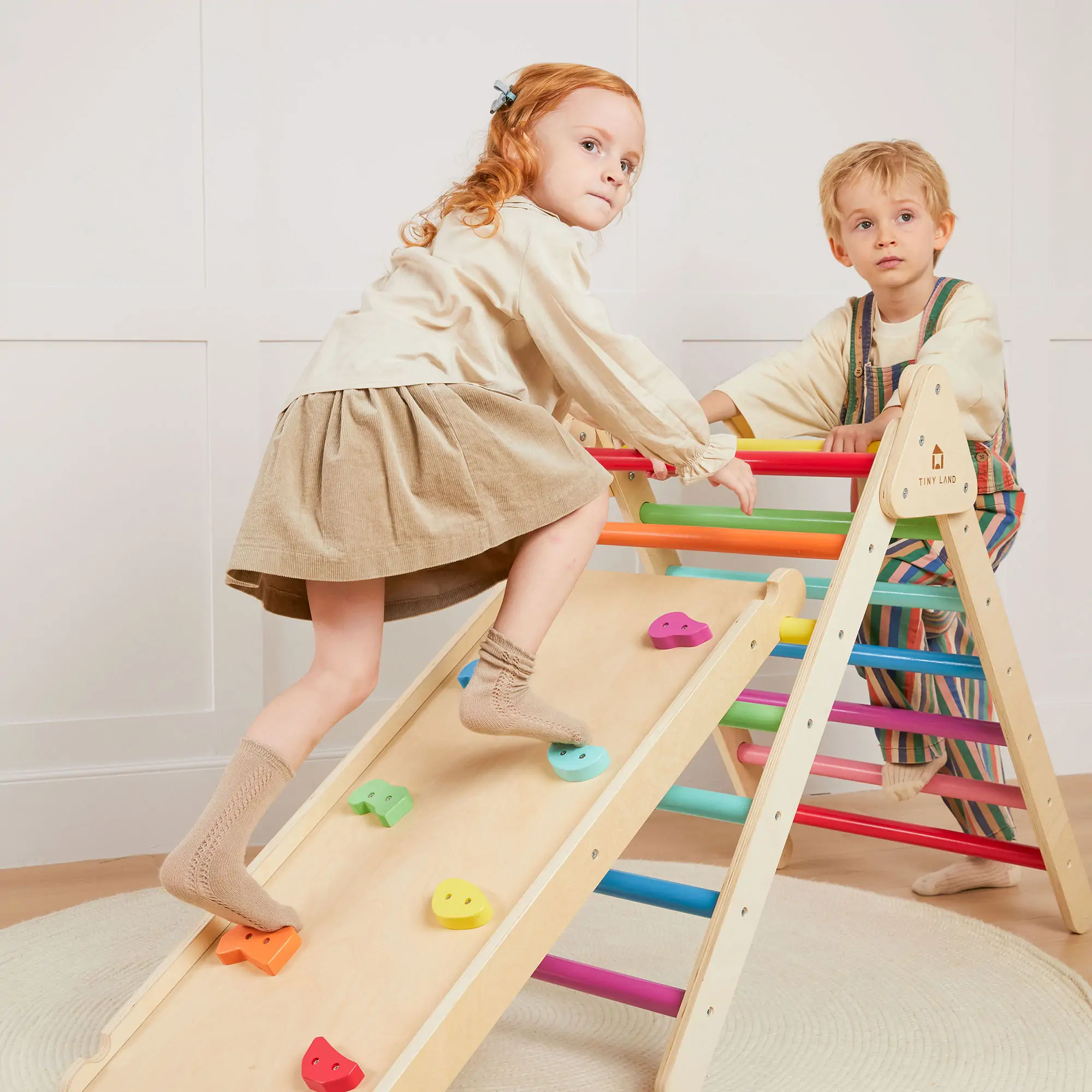 Tiny Land® 7-in-1 Rainbow Climbing Set with Play Pad - Image 9