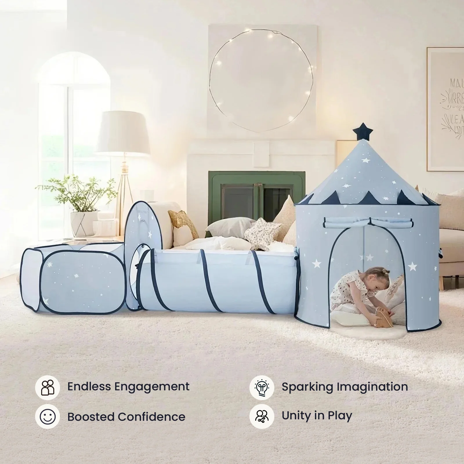 Tiny Land® Adventure 3-in-1 Play Tunnel & Ocean Ball Set - Blue - Image 4
