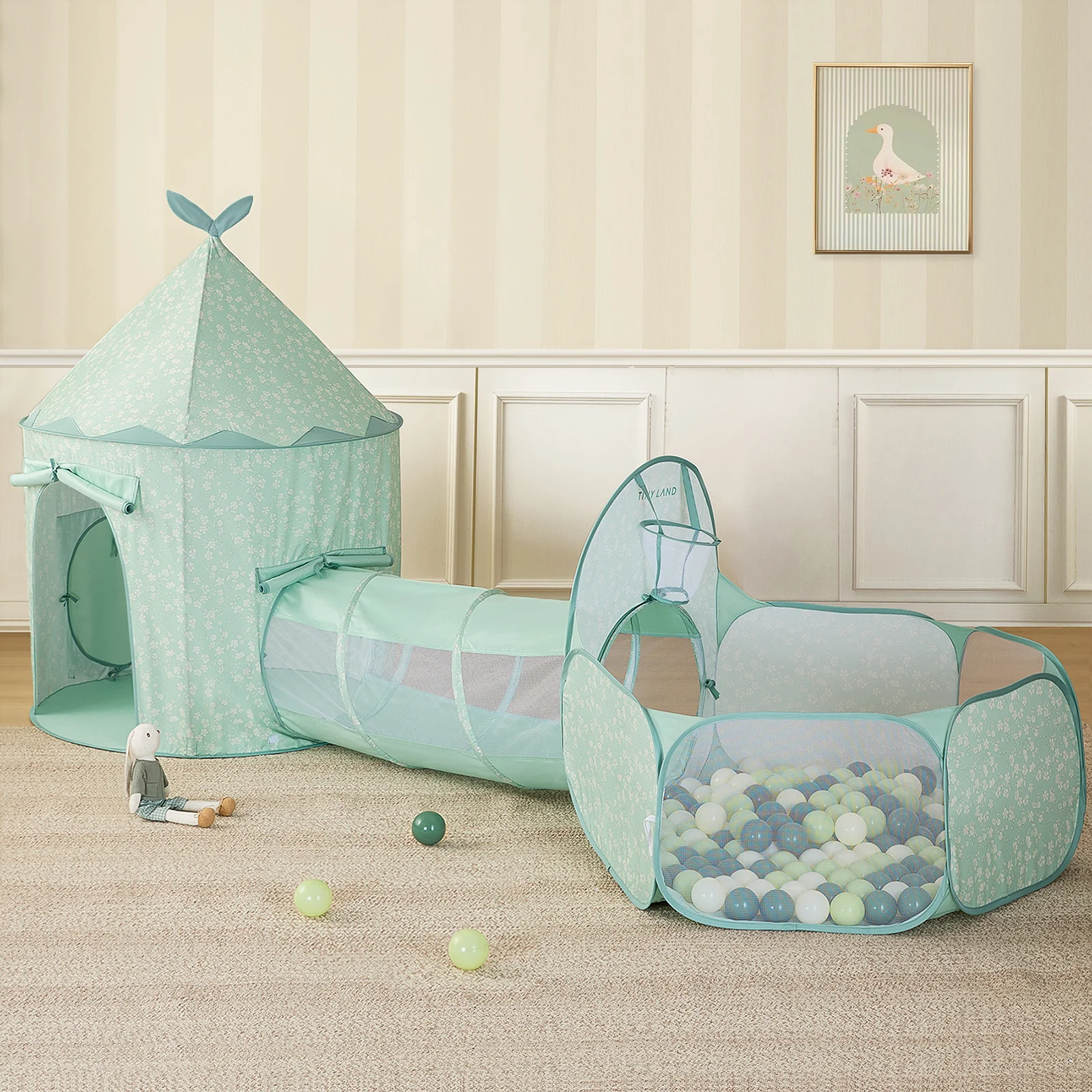 Tiny Land® Adventure 3-in-1 Play Tunnel  & Ocean Ball Set - Green