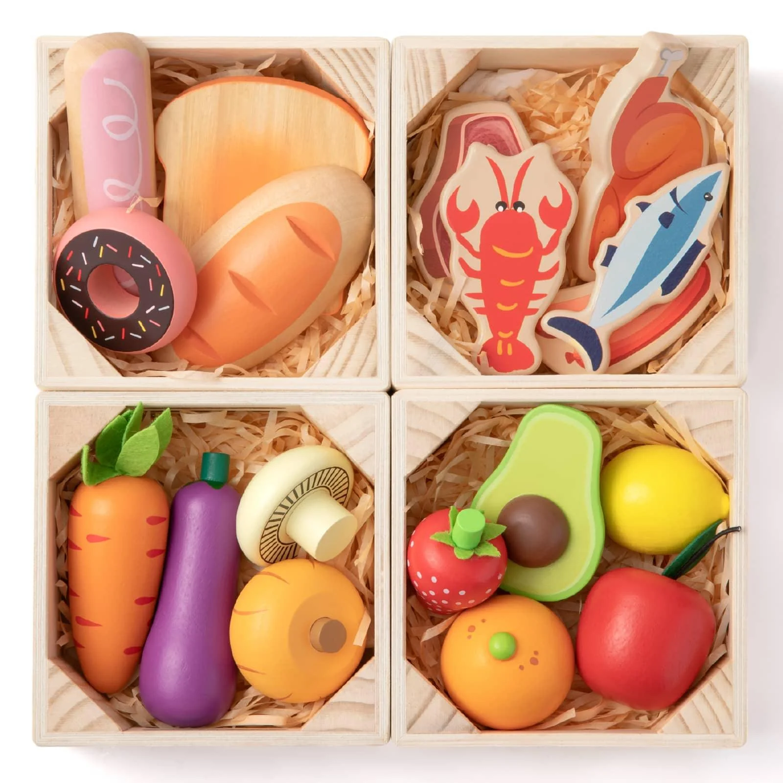 Tiny Land® Wooden Food for Play Kitchen & Wooden Rack - Image 4