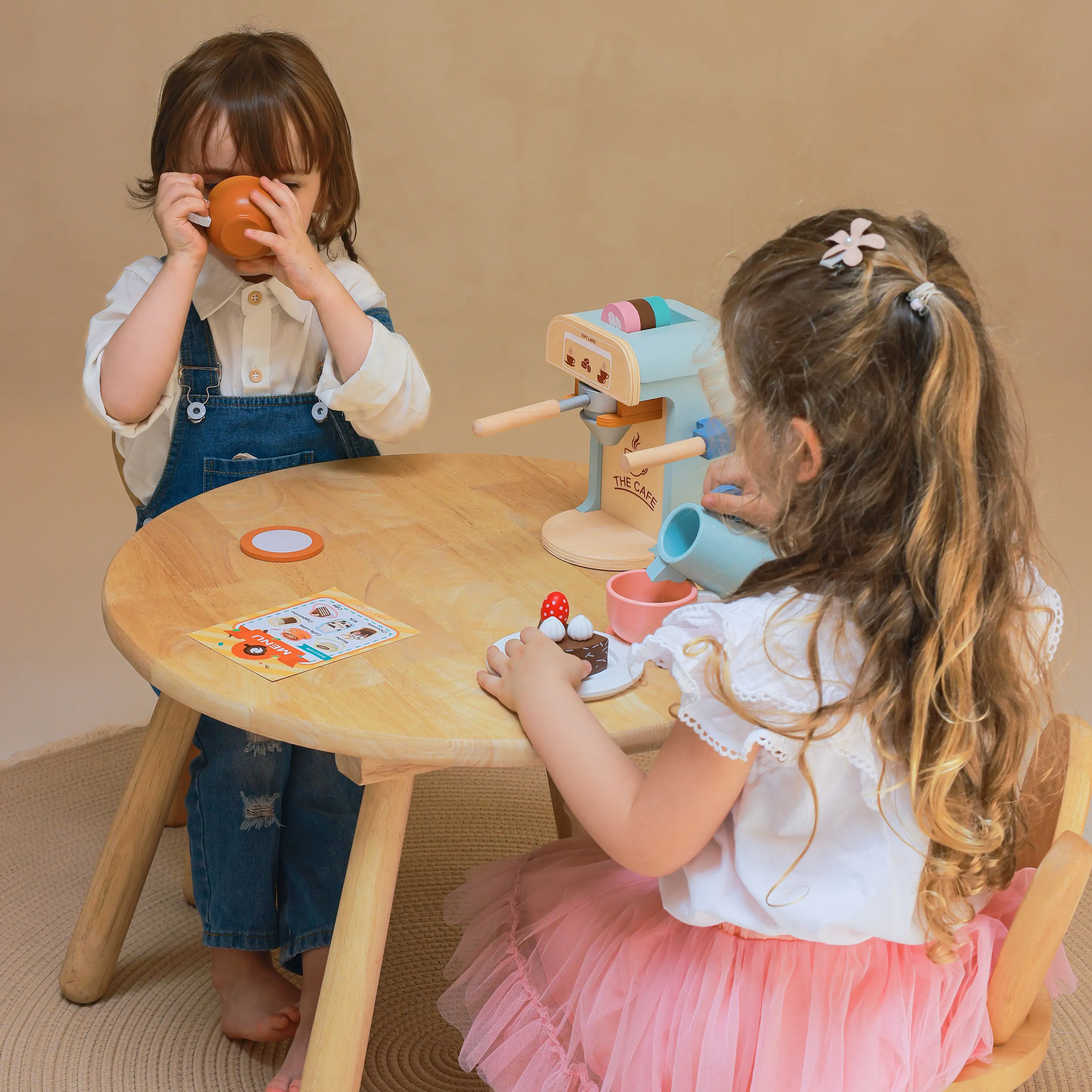 Tiny Land® Play Kitchen Accessories – Children’s Coffee Maker: Wooden Kids Play Coffee Maker Set - Image 3