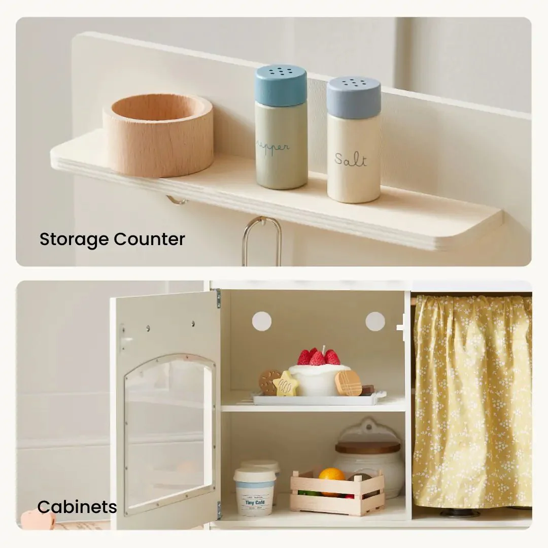 Tiny Land® Wooden Play Kitchen for Toddlers - Honey Kitchenette Pretend Cooking Set - Image 10