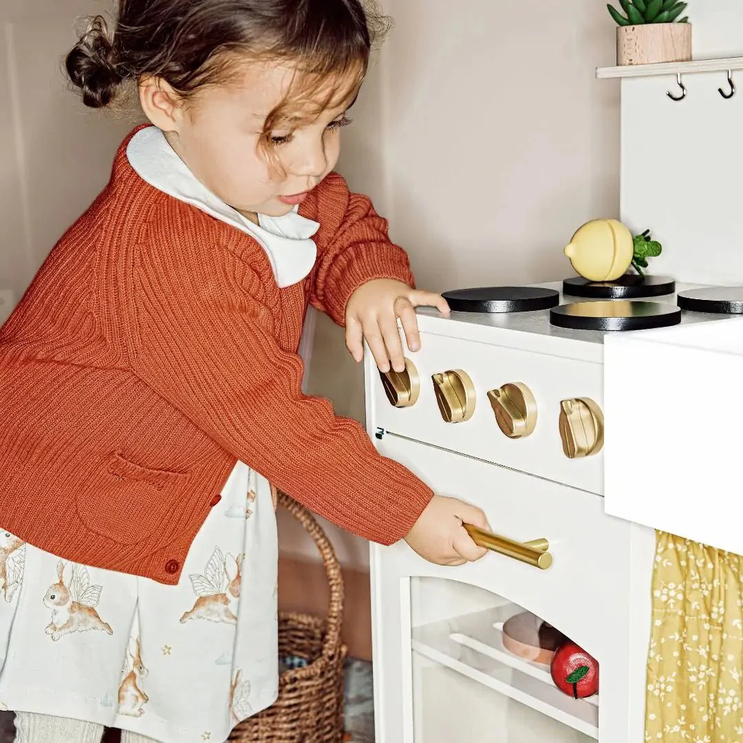 Tiny Land® Wooden Play Kitchen for Toddlers - Honey Kitchenette Pretend Cooking Set - Image 3