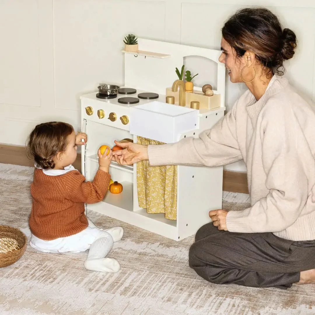Tiny Land® Wooden Play Kitchen for Toddlers - Honey Kitchenette Pretend Cooking Set - Image 6